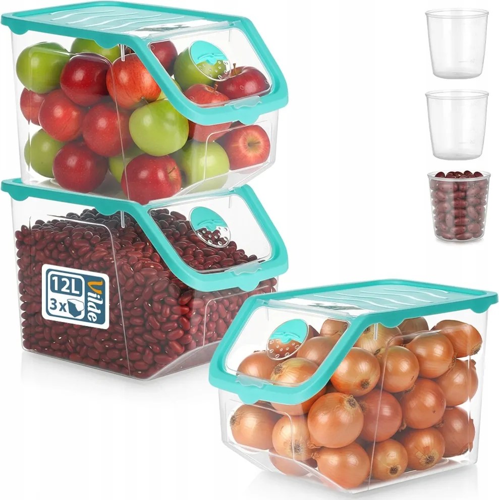 3x Zöldség Tartály Gyümölcs hagyma burgonya fokhagyma eledel por nagy XL