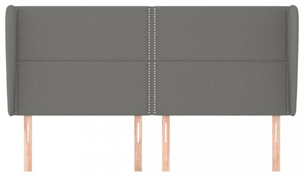 sötétszürke szövet fejtámla szárnyakkal 203x23x118/128 cm