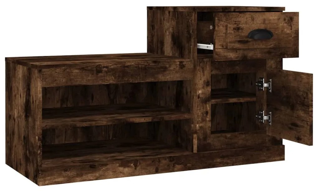 füstös tölgy színű szerelt fa cipősszekrény 100x42x60 cm