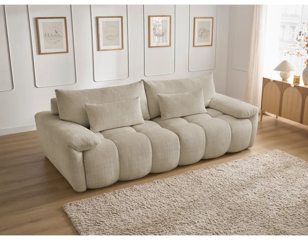 Bézs zsenília kanapé 264 cm Ivane – Bobochic Paris