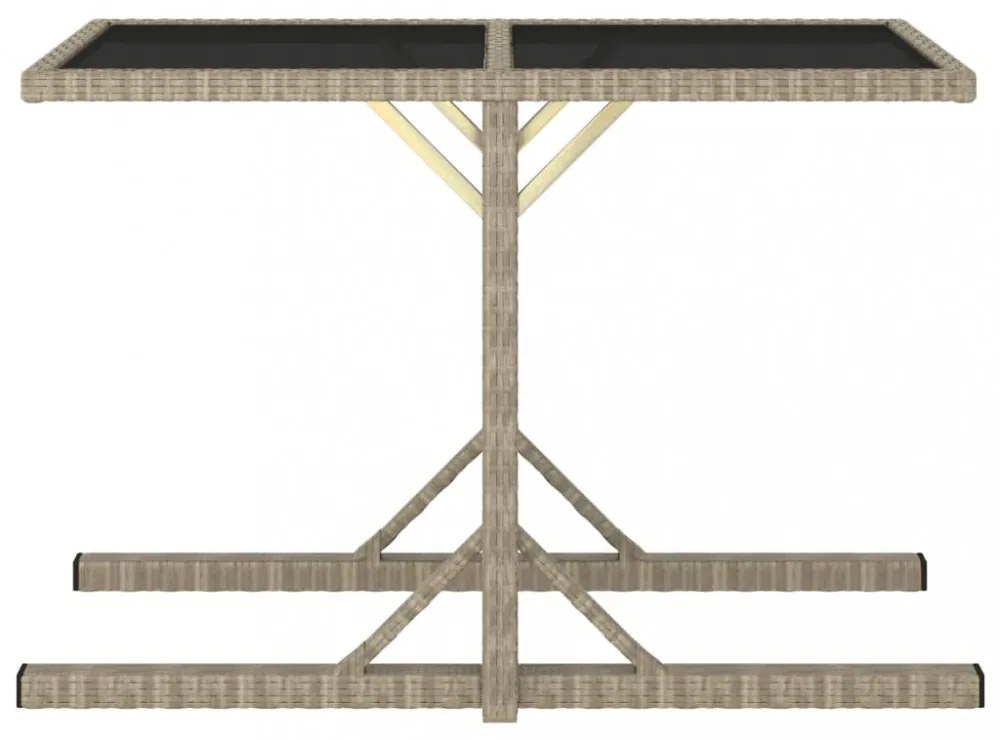 bézs üveg és polyrattan kerti asztal 110 x 53 x 72 cm