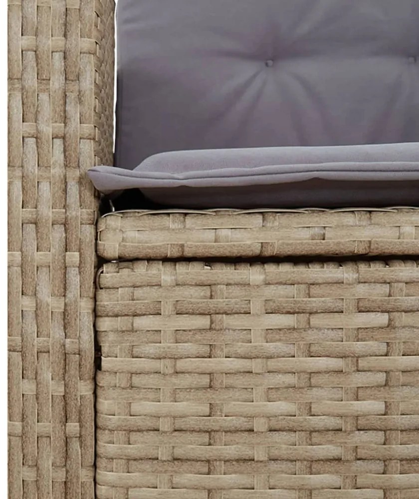 vegyes bézs polyrattan dönthető kerti szék párnákkal