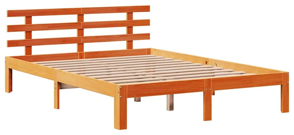 viaszbarna tömör fenyőfa ágykeret fiókokkal 120 x 200 cm