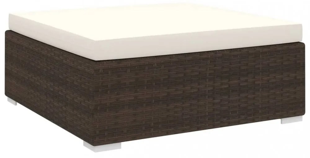 1 db barna polyrattan moduláris lábtartó párnával