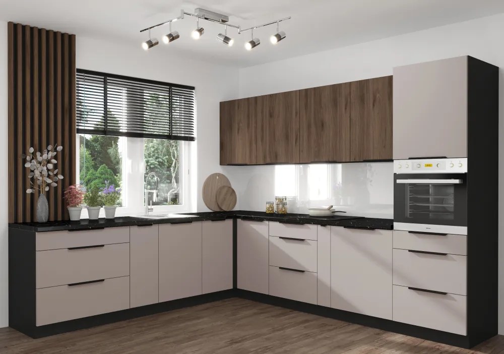 Magas szekrény, kasmír/fekete, ARAKA 60 DK-210 2F