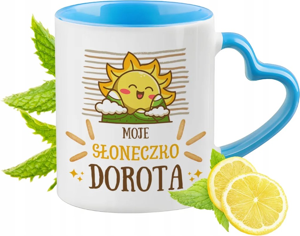 Kék bögre szív alakú füllel Dorottya számára Ideális Ajándék