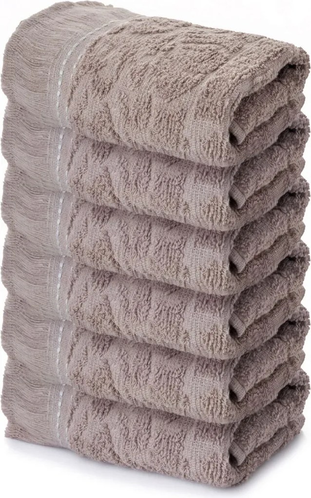 Textured 6 részes pamut kéztörlő szett 30 × 50 cm, mink