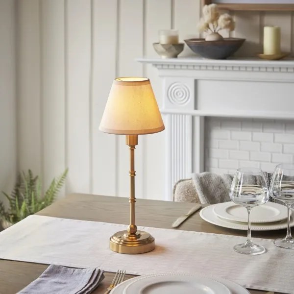 Endon 114811 - Dimmelhető, tölthető BURLEY asztali LED-lámpa, 1,5W/5V, sárgaréz/fehér