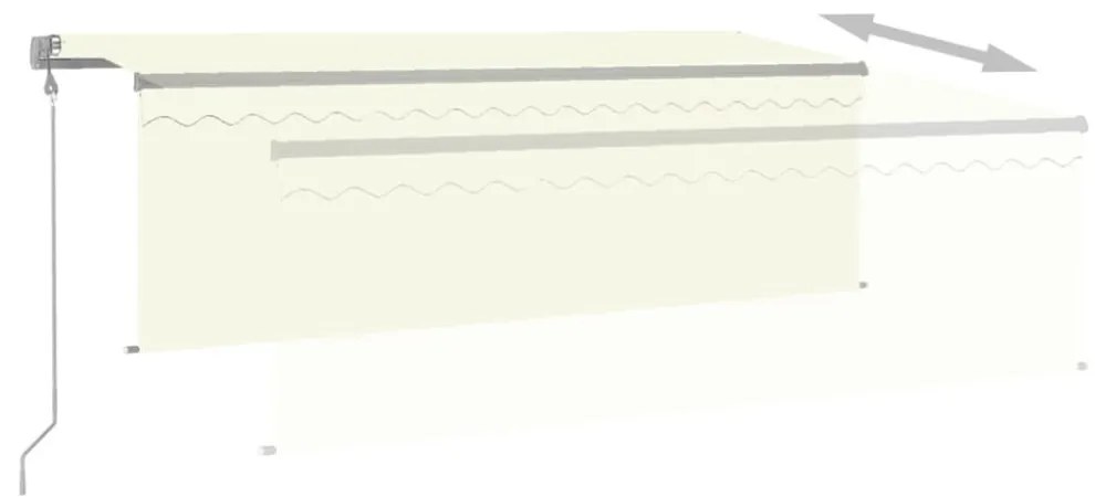 krémszínű szélérzékelős, LED-es napellenző redőnnyel 4x3 m