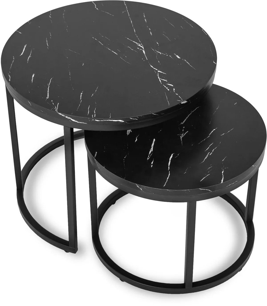 Dohányzóasztal szett fekete márvány színben. MAURO