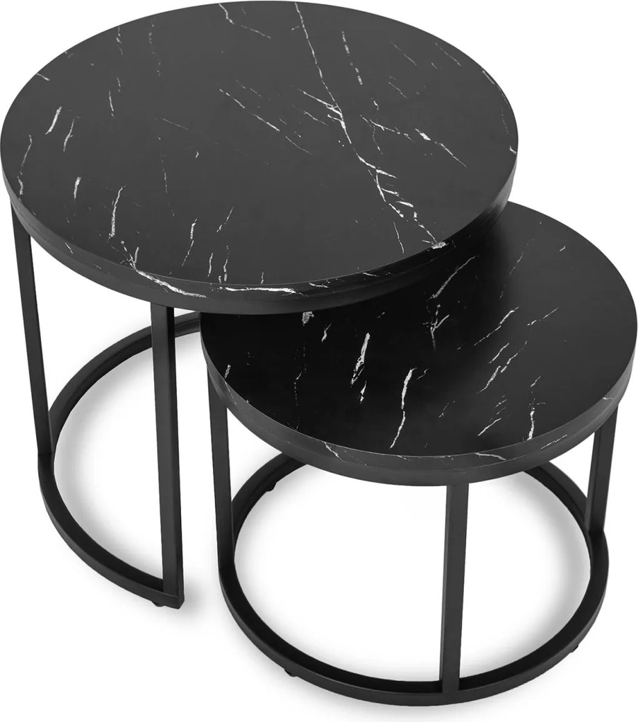 Zestaw Stolików MAURO Czarny márvány