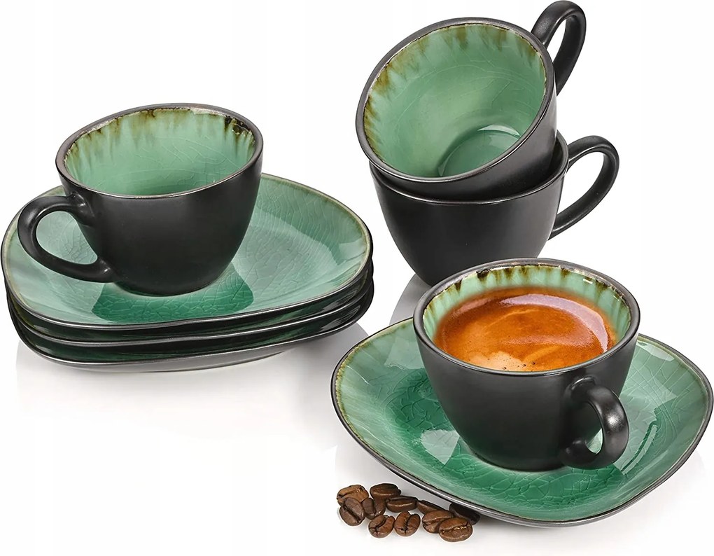 Eszpresszó csésze szett csészealjjal 8 részes prémium kerámia