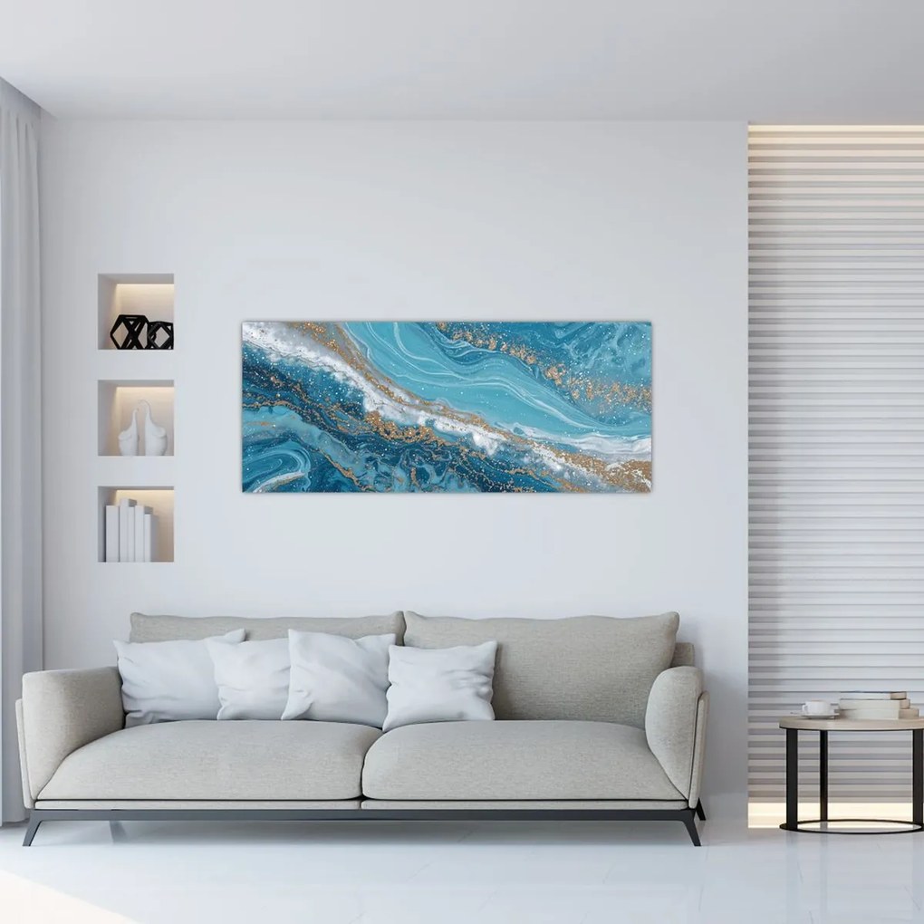 Kép - Világoskék márvány arannyal I. (120x50 cm)