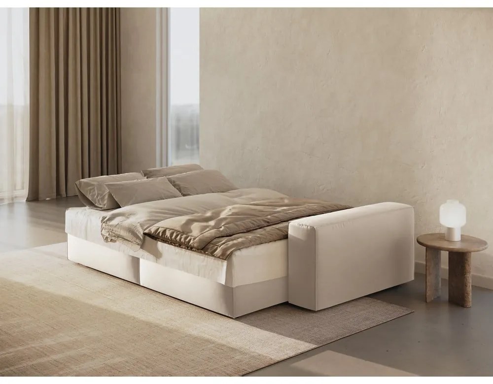 Bézs bársony kinyitható-tárolóhelyes kanapé 247 cm Jodie – Micadoni