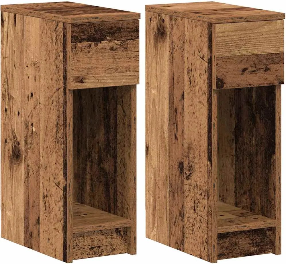vidaXL éjjeliszekrények fiókkal 2 db régi fa 20 x 36 x 60 cm