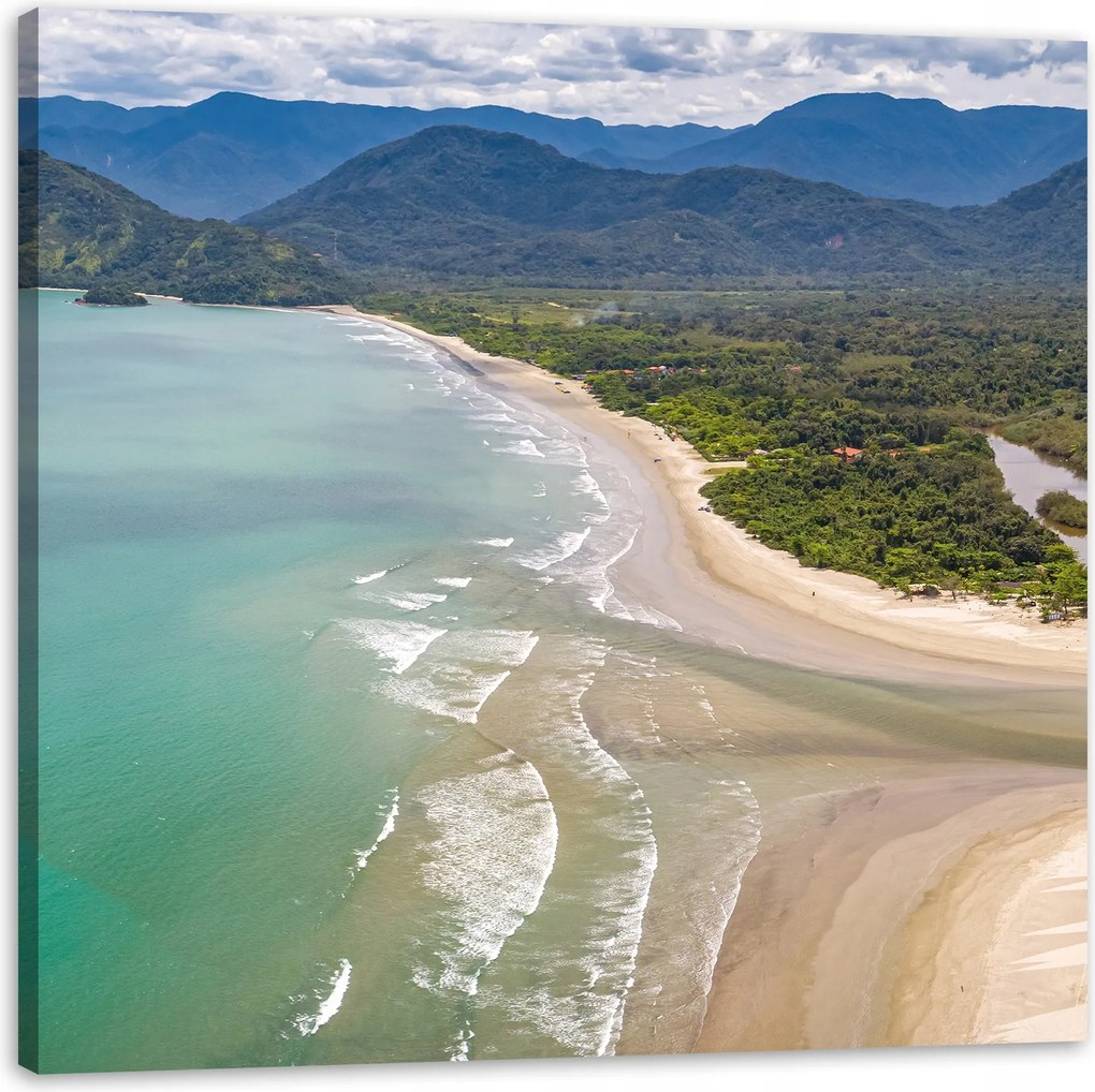 Vászonkép Vízpart Hullámok Hegyek Természet 90X90 cm Ajándéknak is tökéletes