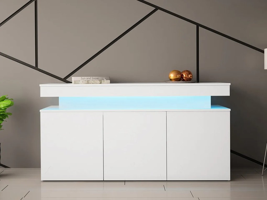 Szekrény Lesteralo 3D 160 (fehér + fényes fehér) (LED világítással). 1105936