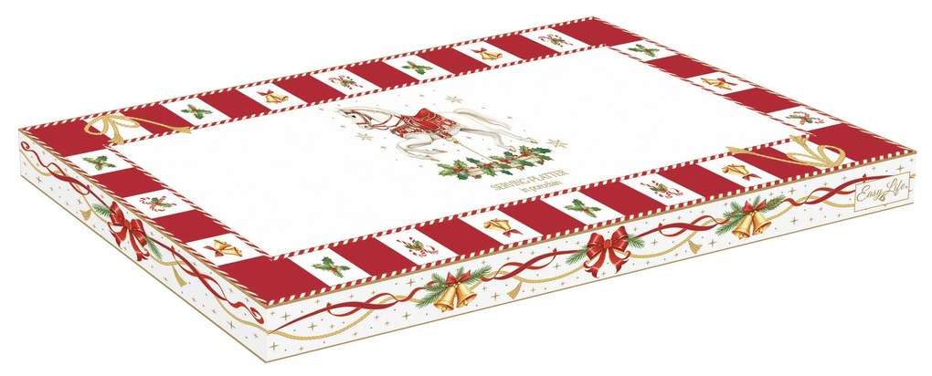 Karácsonyi porcelán hosszúkás kínáló tál díszdobozban Christmas Tale