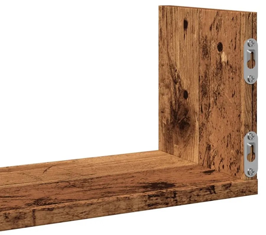 3 db antik fa színű szerelt fa fali polc 58 x 18 x 18 cm