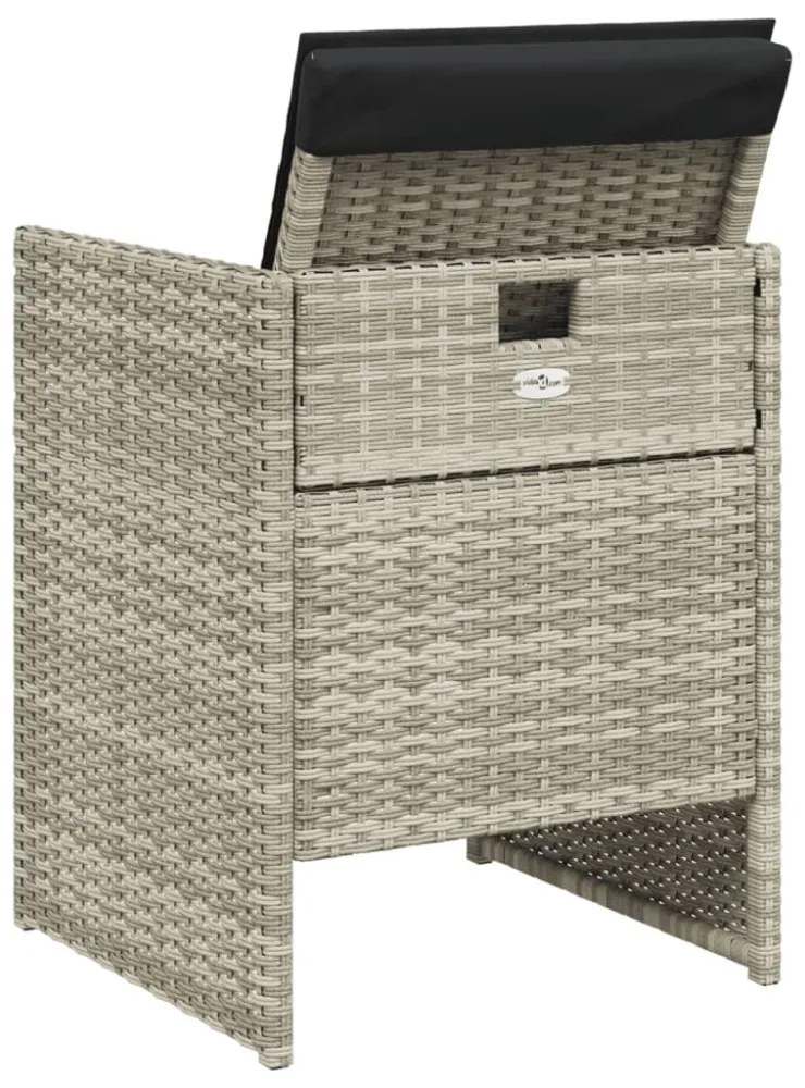 4 db világosszürke polyrattan kerti szék párnával
