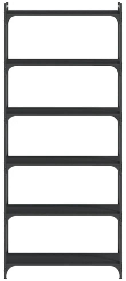 6 szintes fekete szerelt fa könyvespolc 80 x 30 x 188 cm