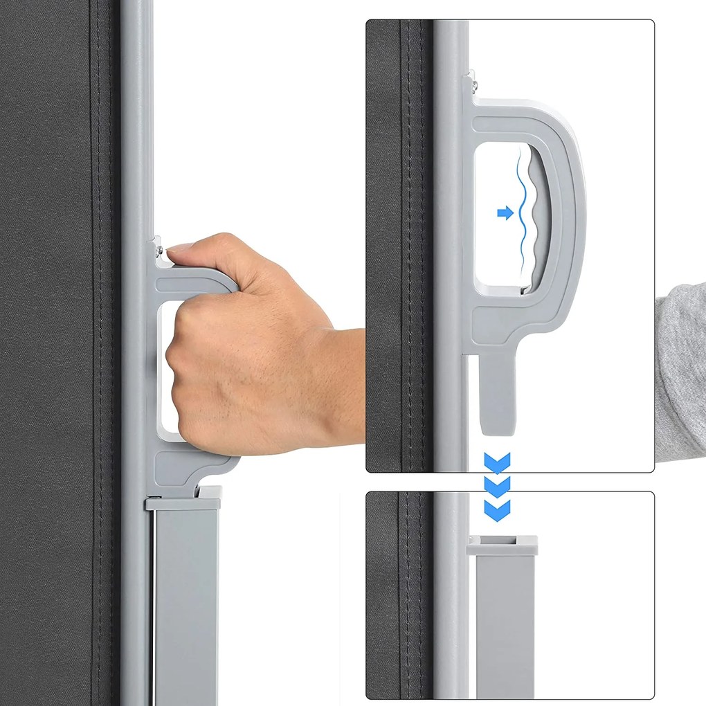 Oldalsó napellenző, kihúzható kültéri napellenző, 180x300 cm (Ma x M), füstszürke