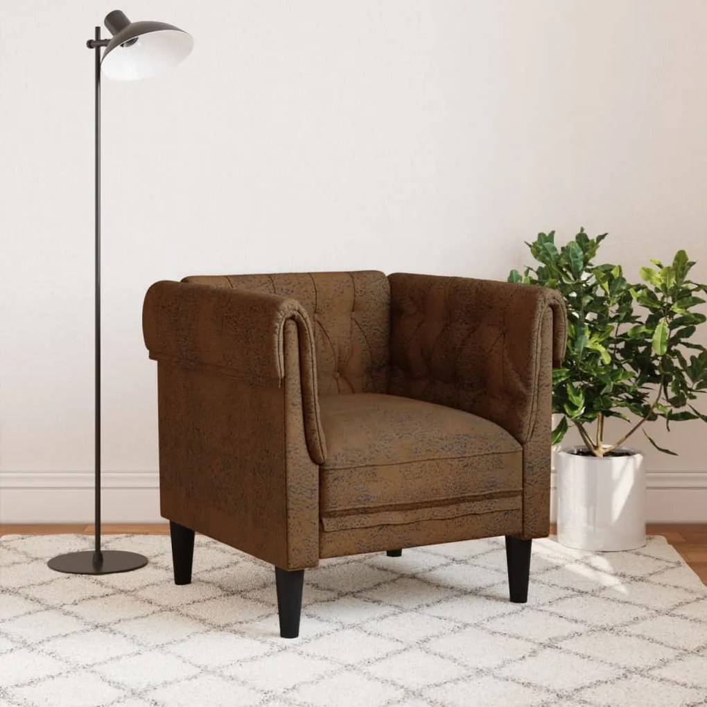 barna szövet Chesterfield kanapé