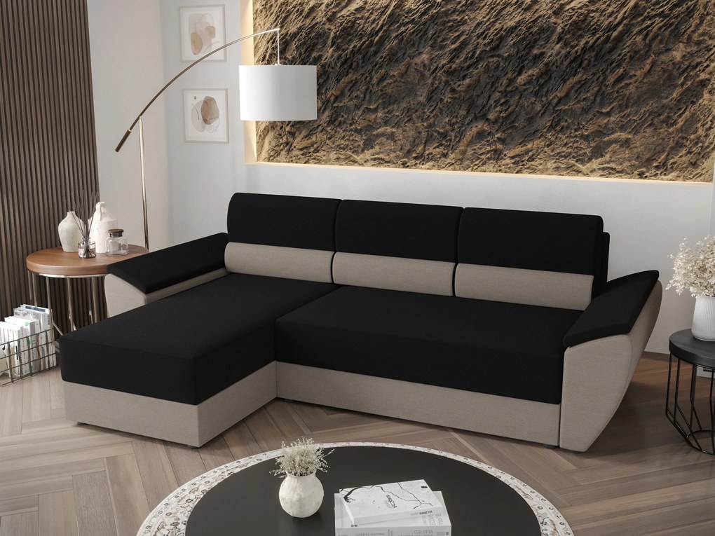 Sarok ülőgarnitúra Radiant L2 (fekete + szürke) (B). 1062220