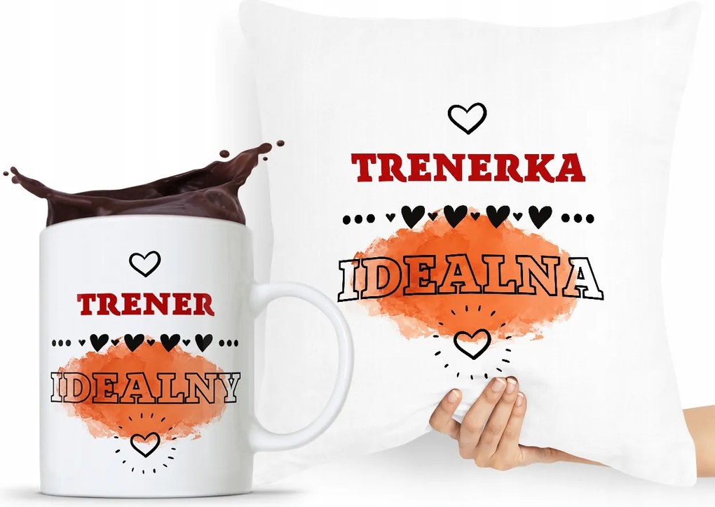 Párna Bögre Szett Ajándék Edzőnek fényképes nyomtatással