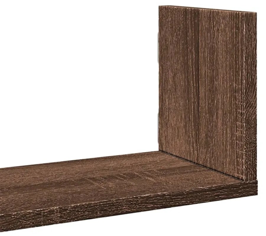 3 db barna tölgy színű szerelt fa fali polc 58 x 18 x 18 cm