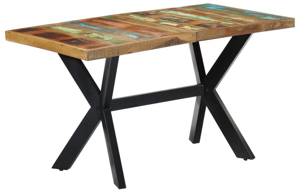 Tömör újrahasznosított fa étkezőasztal 140 x 70 x 75 cm
