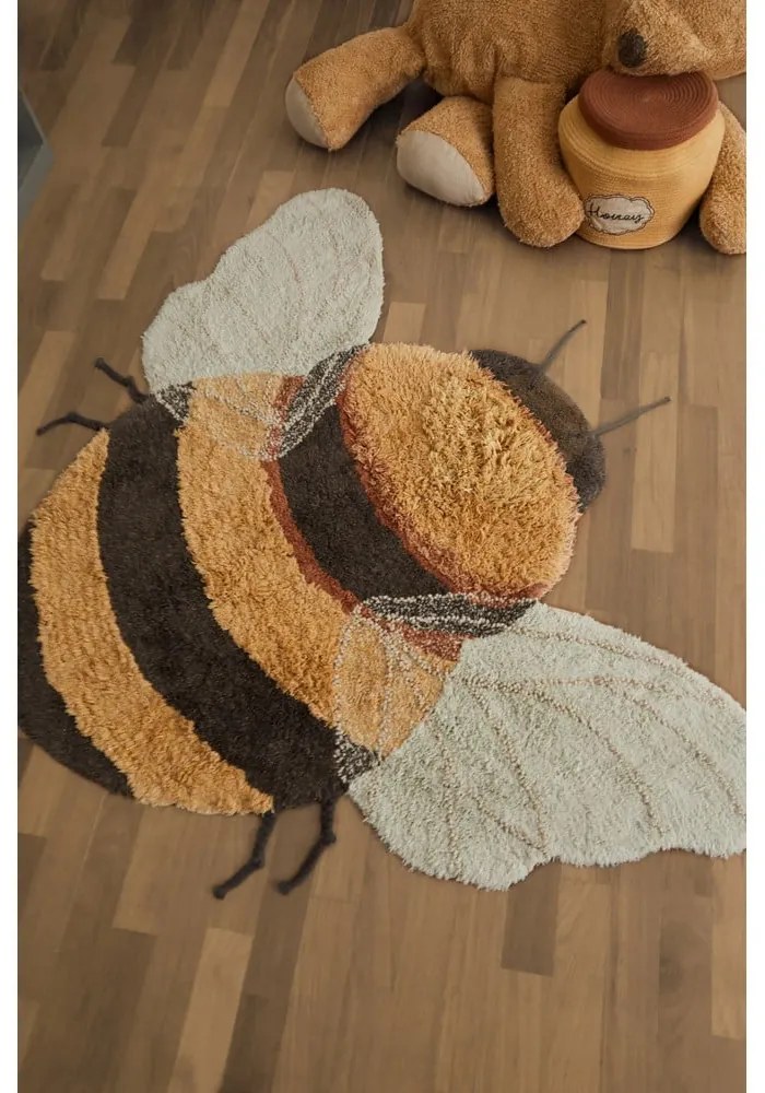 Sárga mosható kézi szövésű pamut gyerek szőnyeg 115x150 cm Bee – Lorena Canals