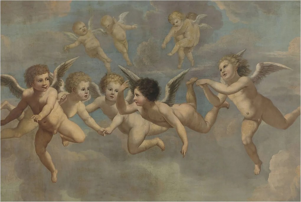 Divatos 3D Fali Tapéta Angyalfigurák 104x70 Ragasztóval