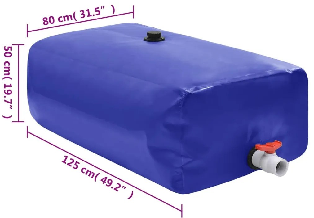 összecsukható PVC víztartály csappal 500 L