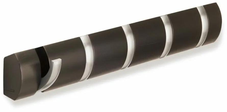 FLIP 5 sötétbarna-ezüst 50cm széles fa kihajtható fali fogas akasztó