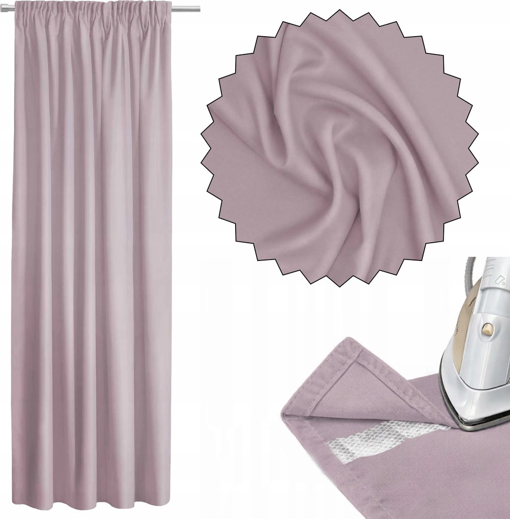 Szalagra Kész Függöny +rövidítő Szalag 140x270 Púderrózsaszín Atlantic