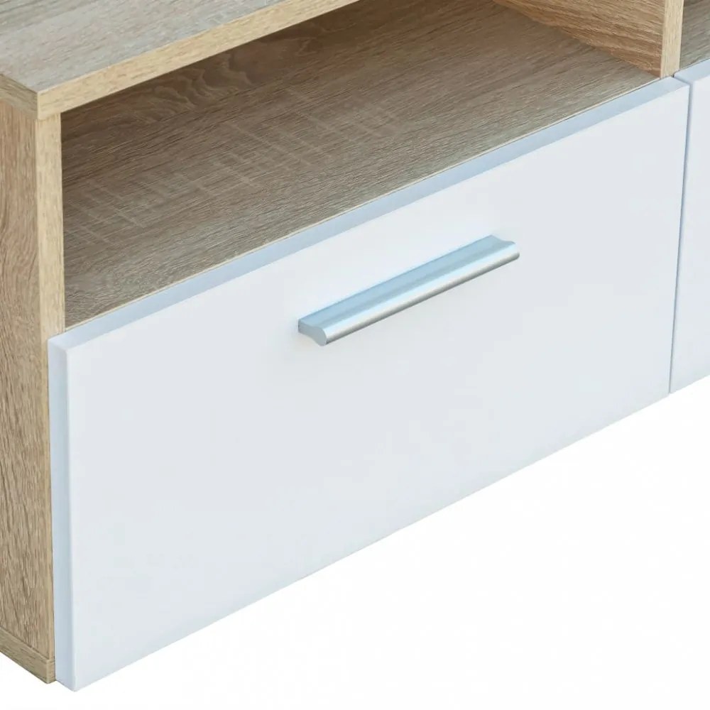 2 db tölgyfa színű/fehér faforgácslap TV szekrény 95x35x36 cm