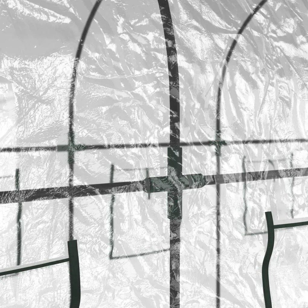 átlátszó PVC és porszórt acél melegház 160 x 400 x 190 cm