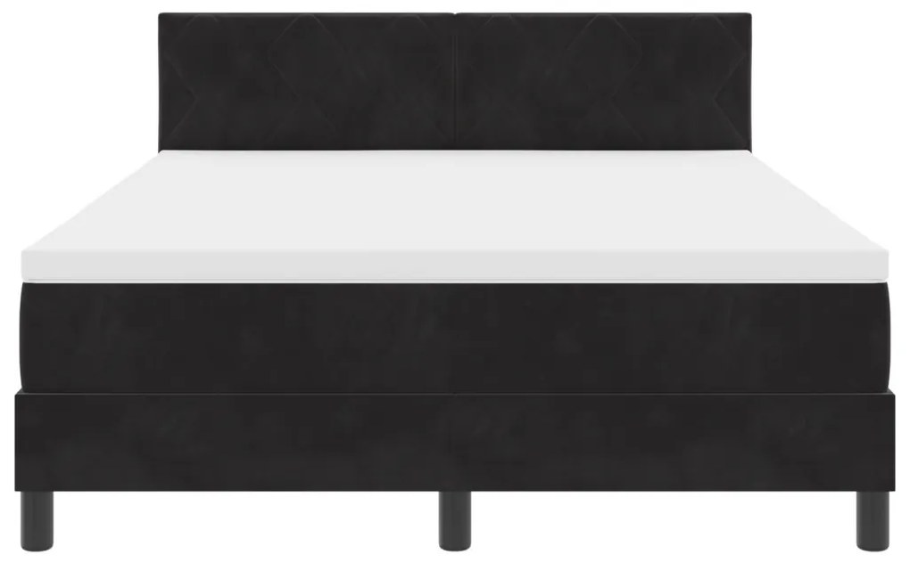 Box Spring Ágy Matraccal Fekete Színben, 140x190 cm Bársony