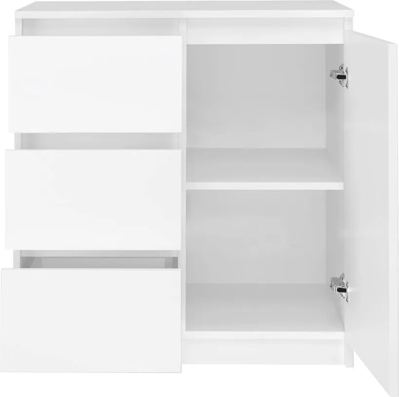 1D3S komód, 40x80x75 cm, fehér