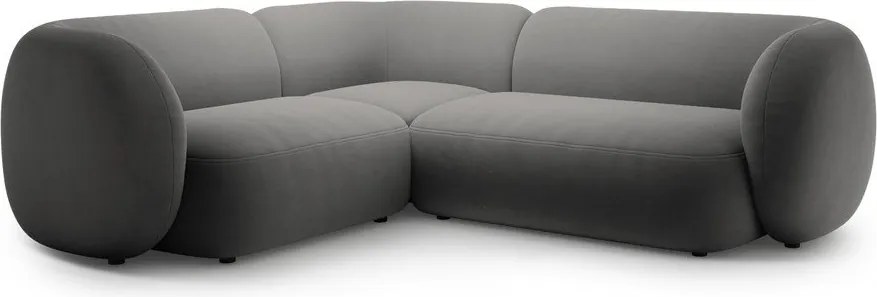 Sötétszürke bársony sarokkanapé (bal oldali-L alakú) Kate – Micadoni
