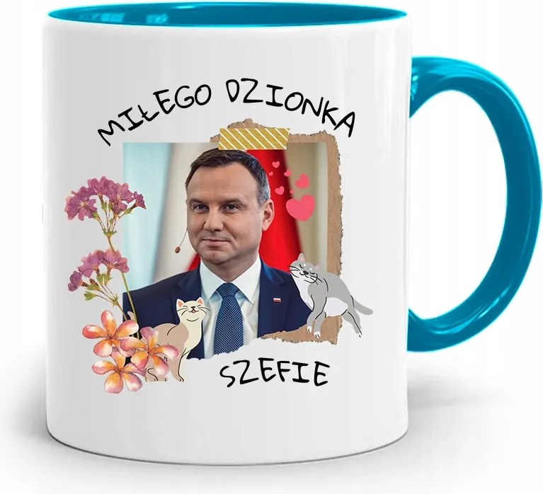 Duda András Kék Elnöki Bögre Neked, fényképes nyomattal