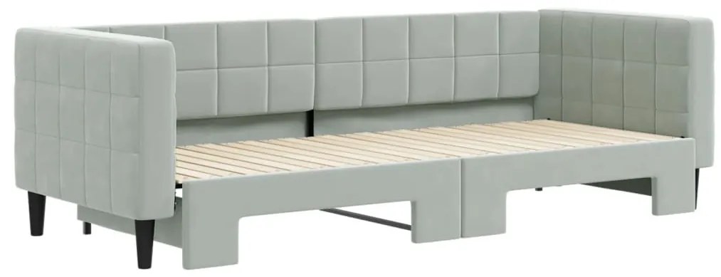 világosszürke kihúzható bársony heverő 80 x 200 cm