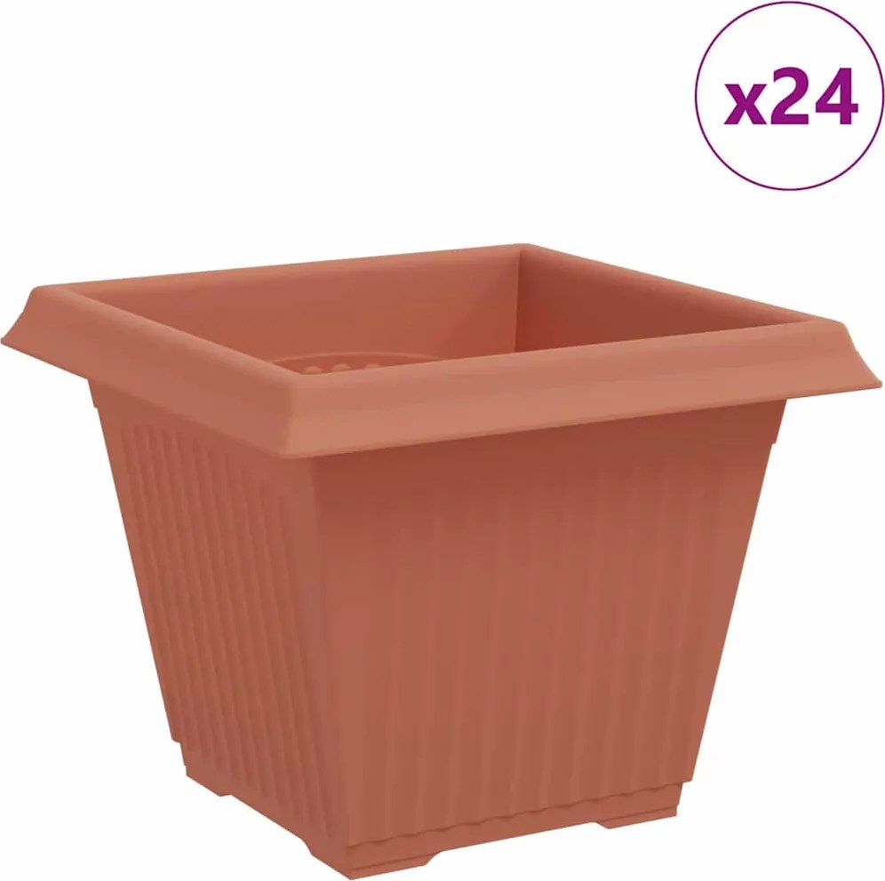 vidaXL Négyzet Virágcserép 24 pcs Tégla Vörös 38 x 38 x 30 cm Műanyag