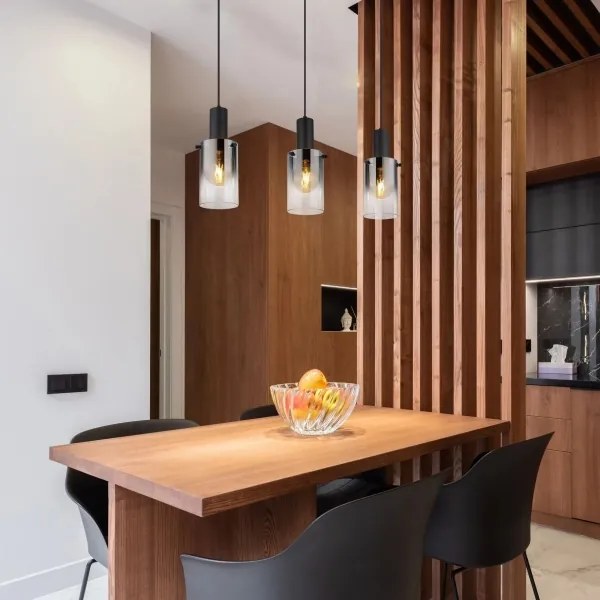 Globo 15907-3H - Csillár zsinóron FLORENTINA 3xE27/40W/230V fekete