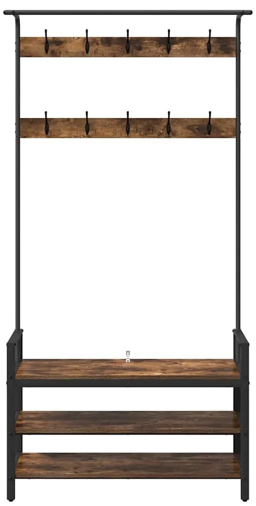 Kabáthorog polcokkal Füstölt tölgy 95 x 34 x 184 cm Faanyag