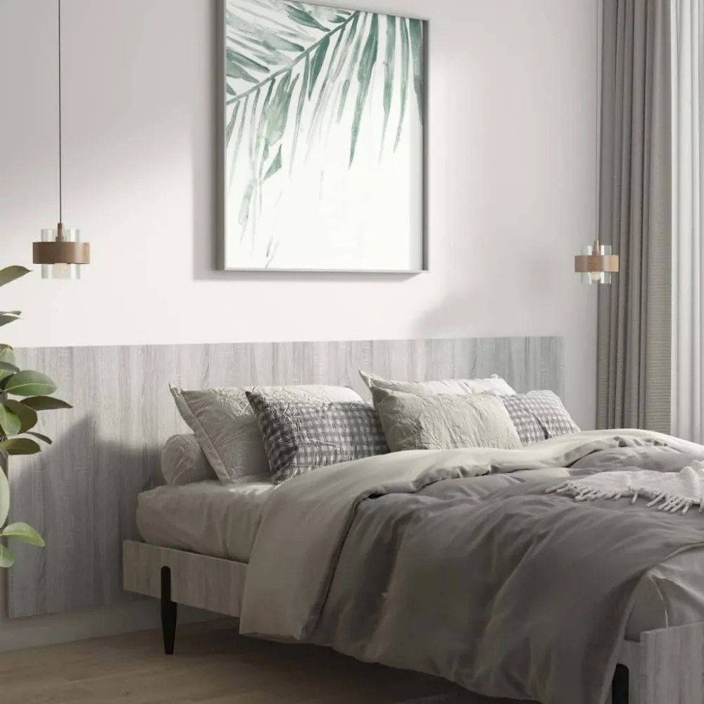 szürke sonoma színű szerelt fali fejtámla 240 x 1,5 x 80 cm