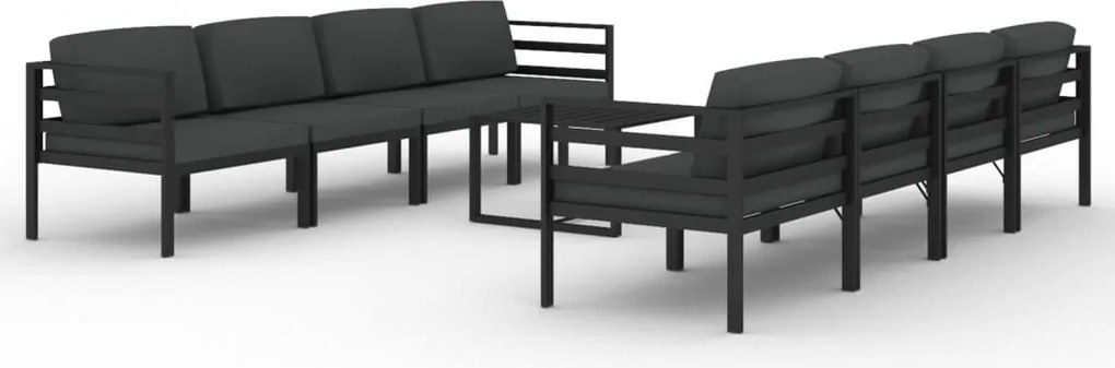 vidaXL 9 részes antracitszürke alumínium kerti ülőgarnitúra párnákkal