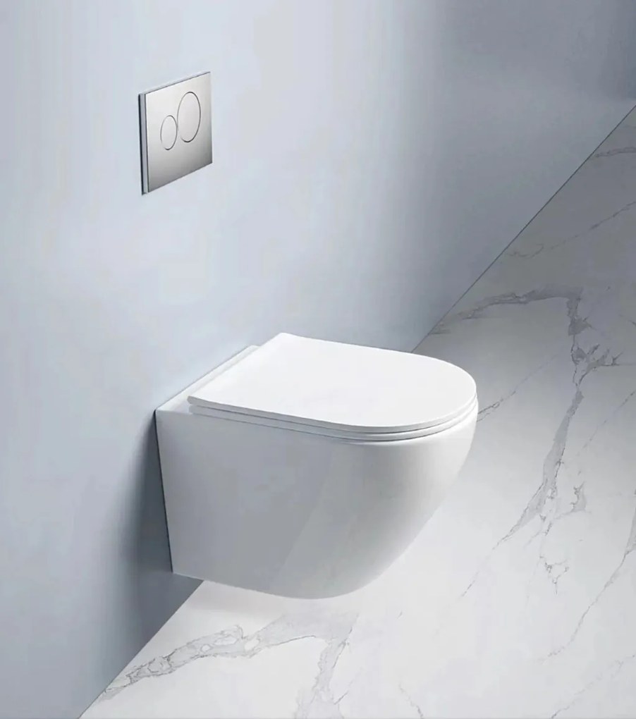 Eros ES BELLA SLIM fali WC - perem nélküli - WC ülőkével - VORTEX örvényöblítéssel - 49 cm