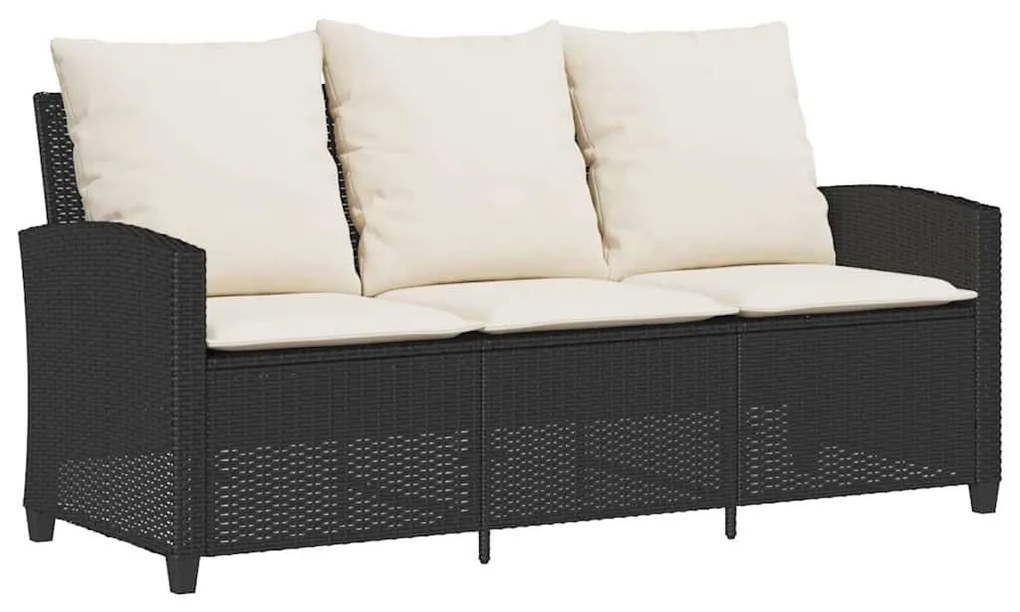 6 részes fekete polyrattan kerti ülőgarnitúra párnákkal